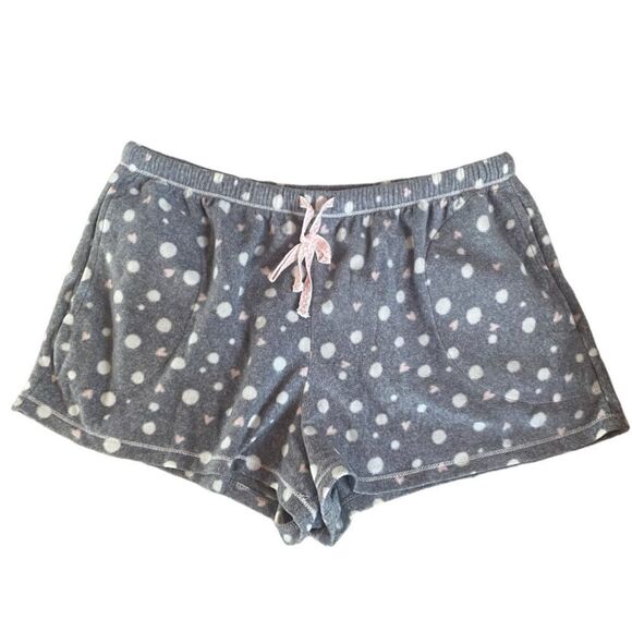 Dina Be SZ M grey polka dot fleece shorts - Picture 1 of 3